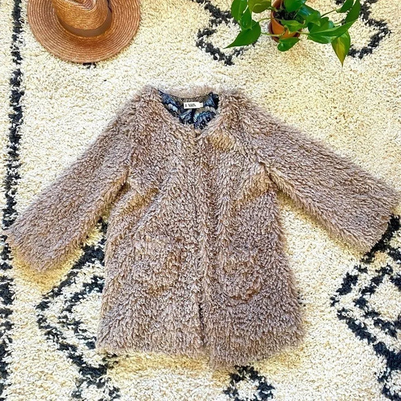 Lark Manor Vintage Fuzzy Faux Fur Teddy Lace Lined Coat - Picture 1 of 6